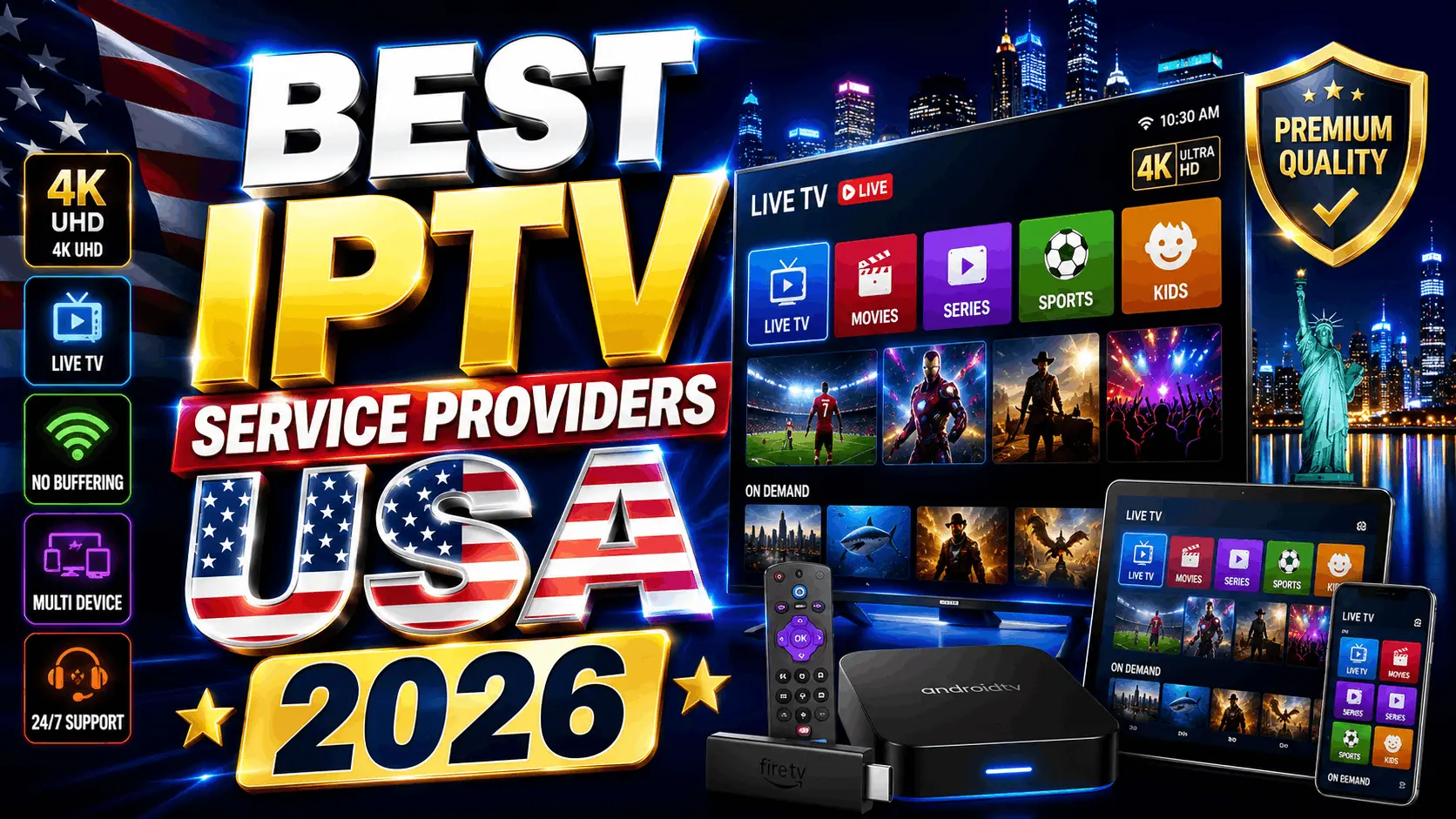 Best IPTV service providers USA 2026 — top providers compared and reviewed for American viewers
